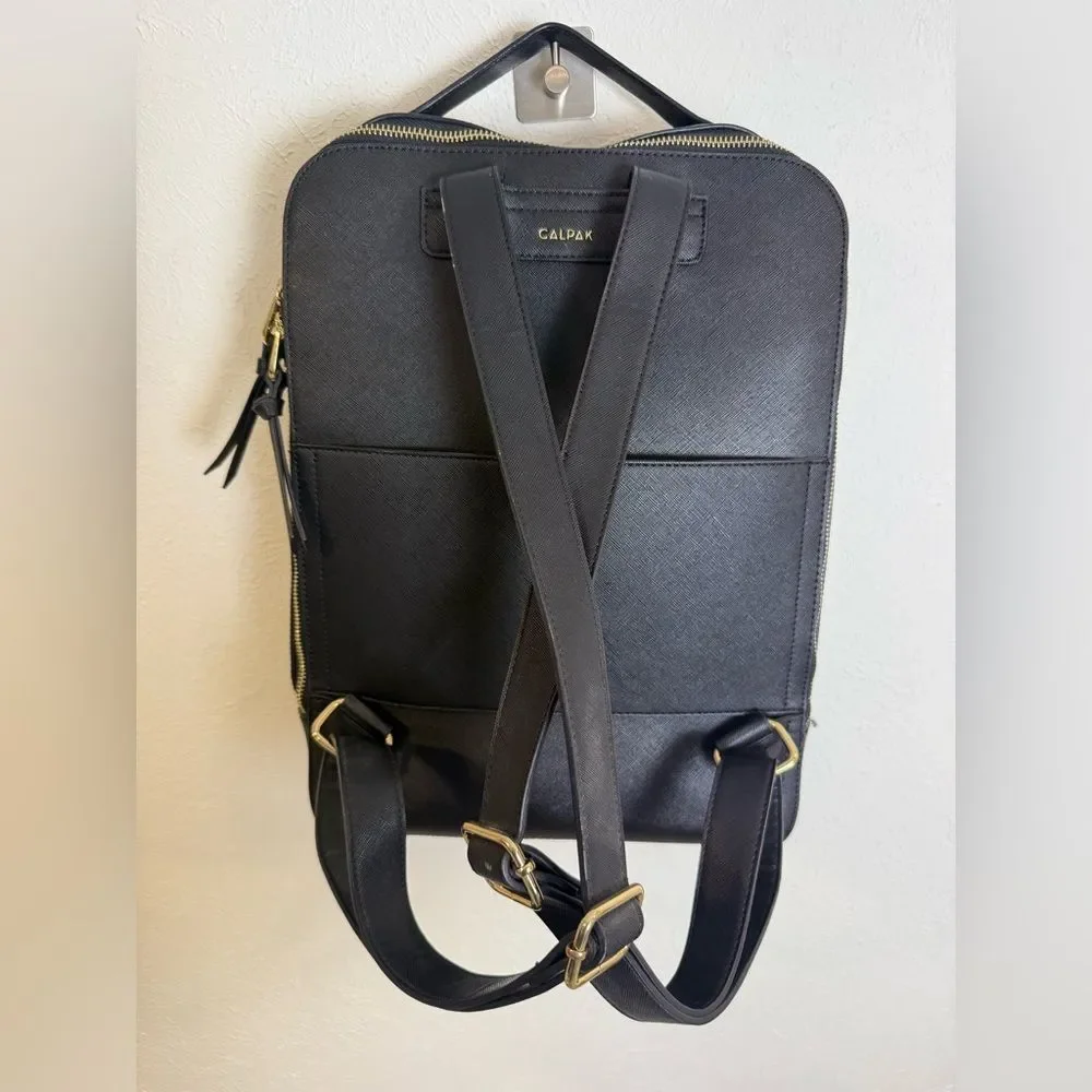 Calpak Kaya Black Laptop Backpack Gold Accents
